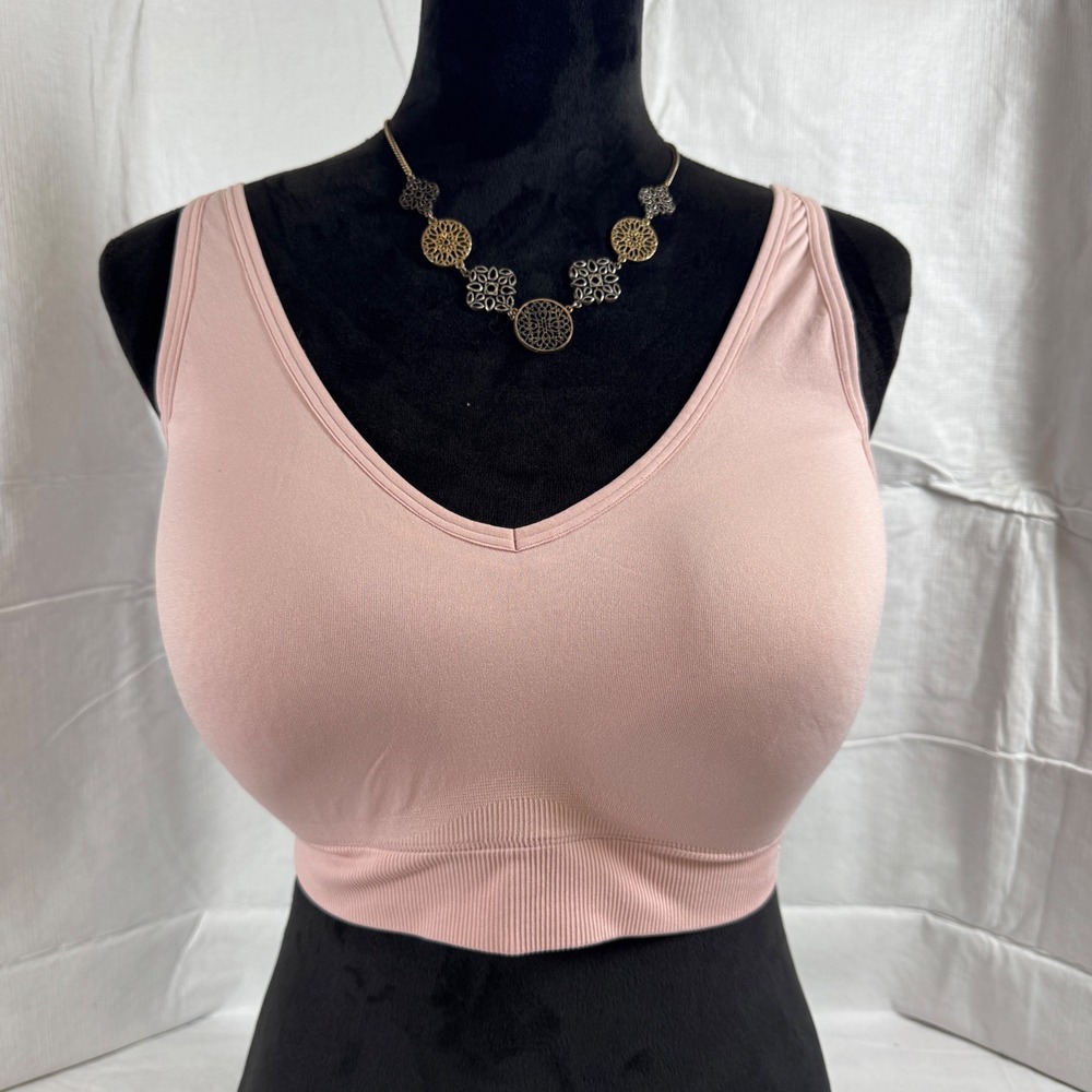 PINK Victoria's Secret Seamless Strappy V-Neck Women's Bralette Pink XL 36014270
